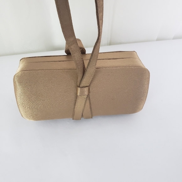 Nitebags satin brown box evening bag top loop handle rhinestone unique - Picture 2 of 6